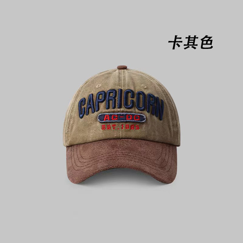 新しいレトロなコントラストカラーのアメリカンストリートベースボールキャップ、ダメージ加工されたカラーブロックのひさしキャップ、女性用の文字、小さなカジュアルな男性用トレンド|undefined