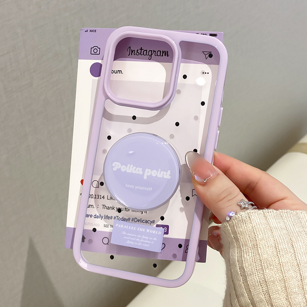 Suitable for Apple 16/17 Promax Stand Phone Case iPhone 12/13/14/15 Korean Style Protective Cover