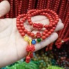 Rosary with round beads, bracelet, birthday charm suitable for men and women for beloved, ethnic accessory, cinnabar, 108 beads, wholesale, ethnic style