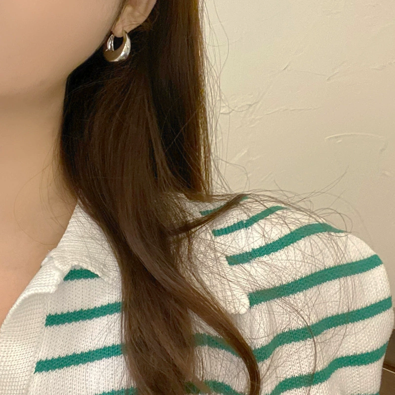 Earrings, design accessory drop-shaped, silver 925 sample, simple and elegant design, high-quality style