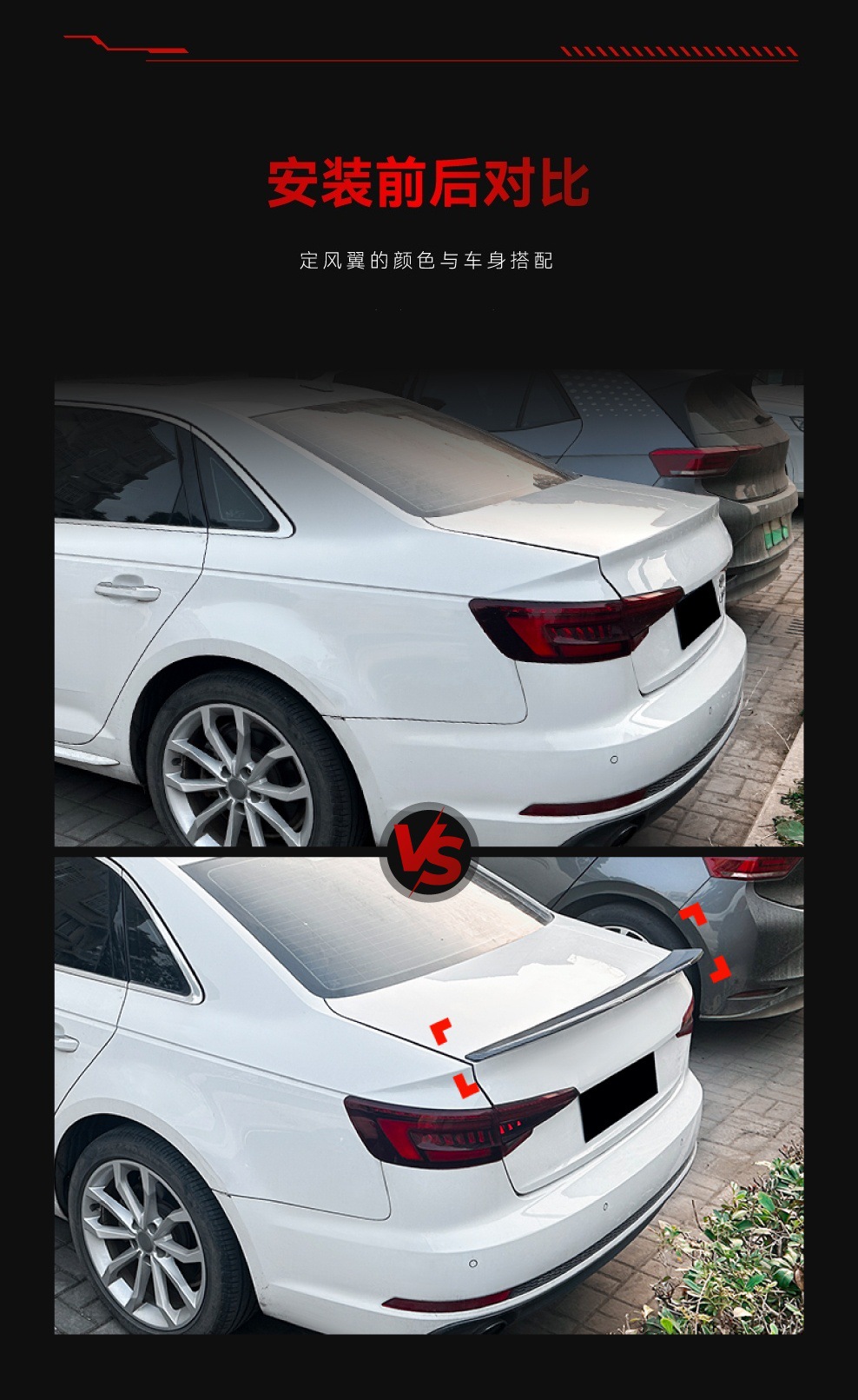 Suitable for 2017-2024 Audi A4 S4 B9 Psm Rear Wing Top Wing Fixed Wing Spoiler Cross-Border Modification Parts