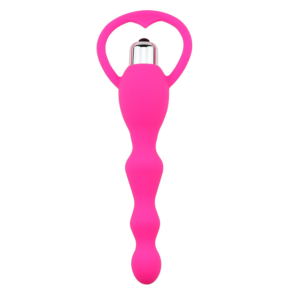 Vibrating Silicone Anal Beads Plug, Black Multi-Function Adult Toy — detail image 5