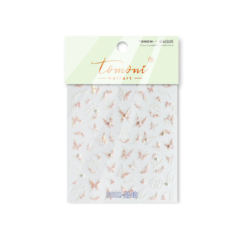 Red de celebridades de la red de uñas nuevas pegatinas de diamantes de cristal estilo explosivo pequeño pegatinas de uñas frescas pegatinas de joyería de flores y mariposas de alta calidad al por mayor