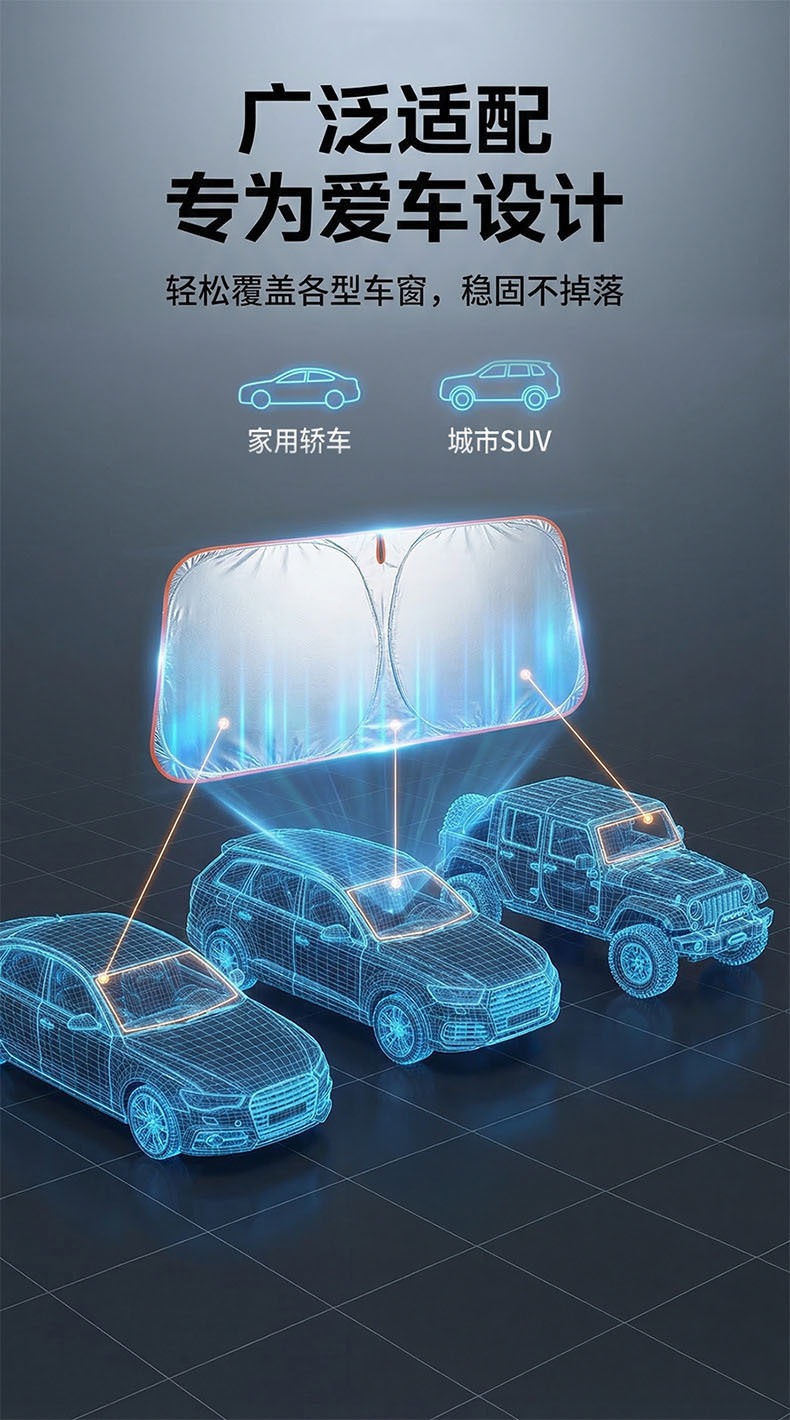 Cross-Border Hot-Selling Car Sunshade for Front Windshield, Sun Protection and Heat Insulation Magic Device, Car Anti-Glare Sunshade