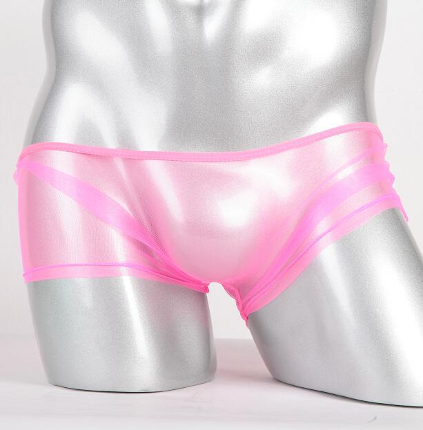 Ropa interior de los hombres de malla delgada ver a través de malla bolsa de cintura baja boxeadores más el tamaño C- 092