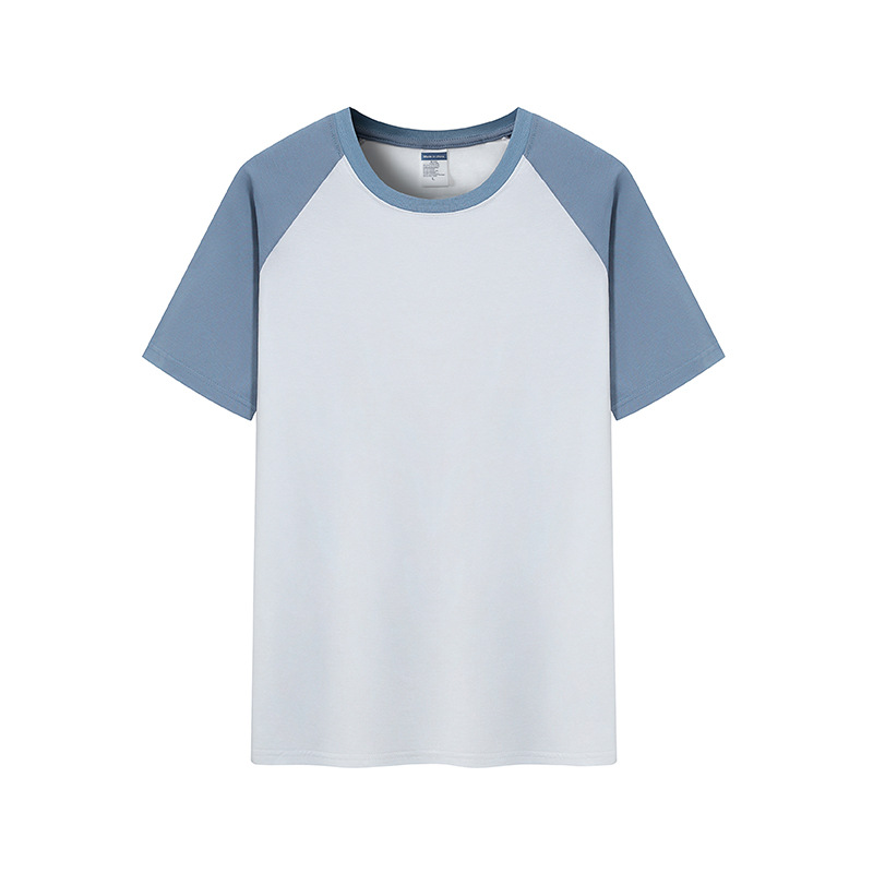 Verano nuevo 200g Raglan color a juego de manga corta camiseta juventud algodón retro contraste suelto color cuello redondo top