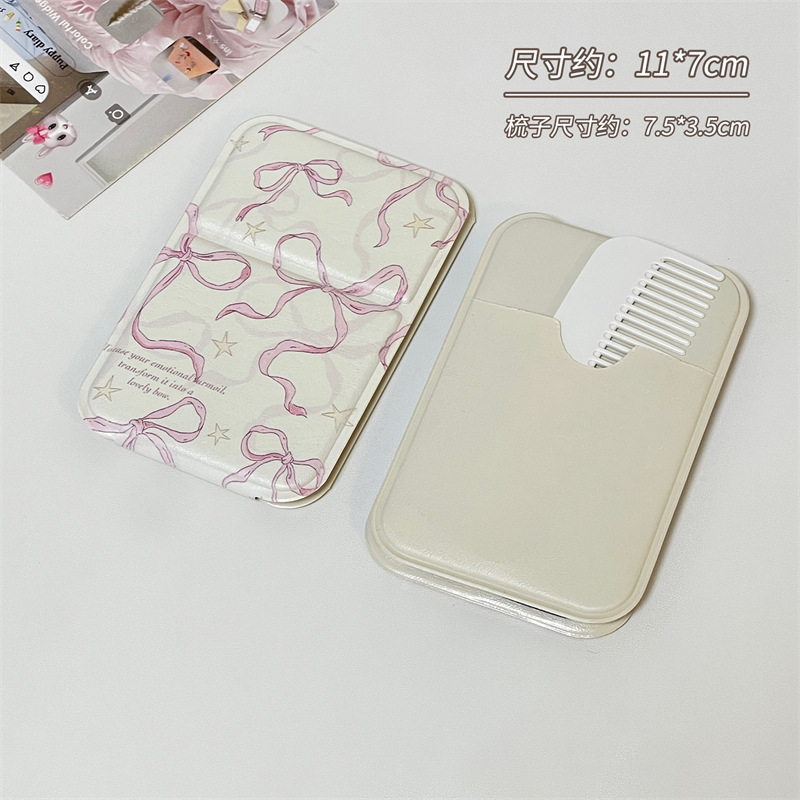 Nuevo lindo espejo de peinado integrado espejo de maquillaje plegable pequeño espejo de dormitorio para estudiantes viajes portátiles pequeños peine