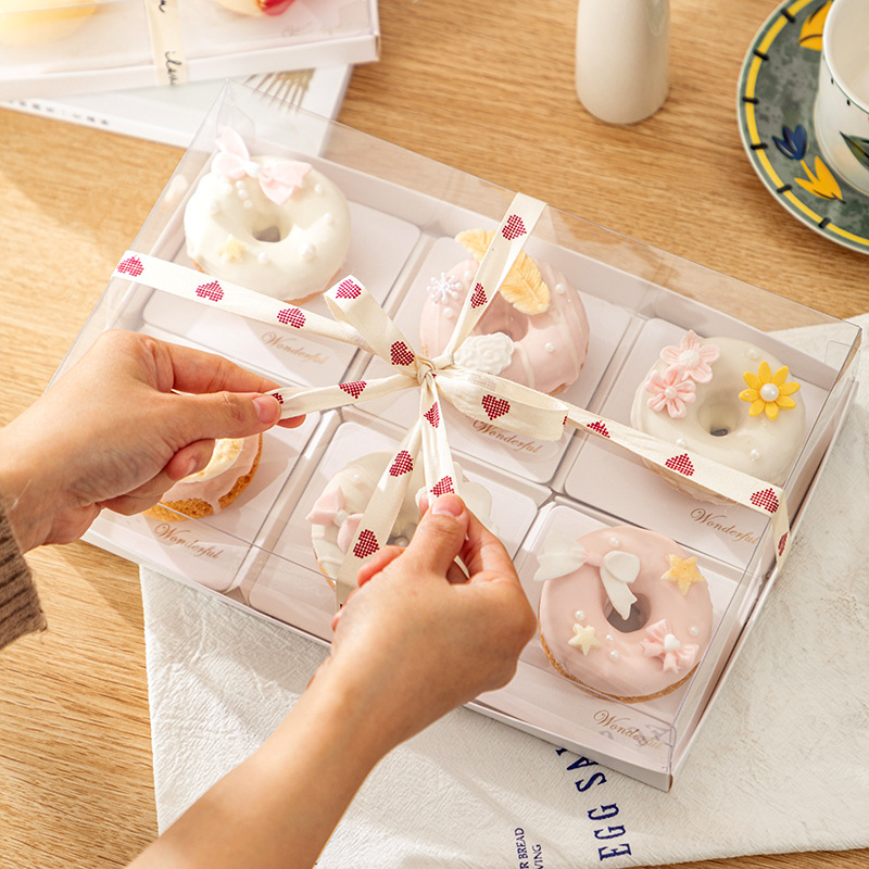 Dessert packaging box Snow Mei Niang donut box 2-inch cake 4 grid 6 grid nine palace pastry box small dessert box