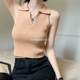 Fashionable Korean Style Simple Sleeveless Sling Knitted Summer New Design Slim-fit Short Outer Wearing Vest Top for Women