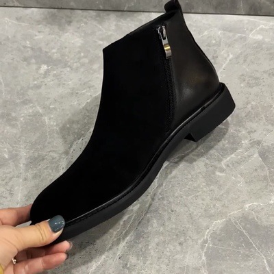 Factory Direct supply casual new high-top men's black shoes breathable Korean stitching leather casual men's leather shoes wholesale