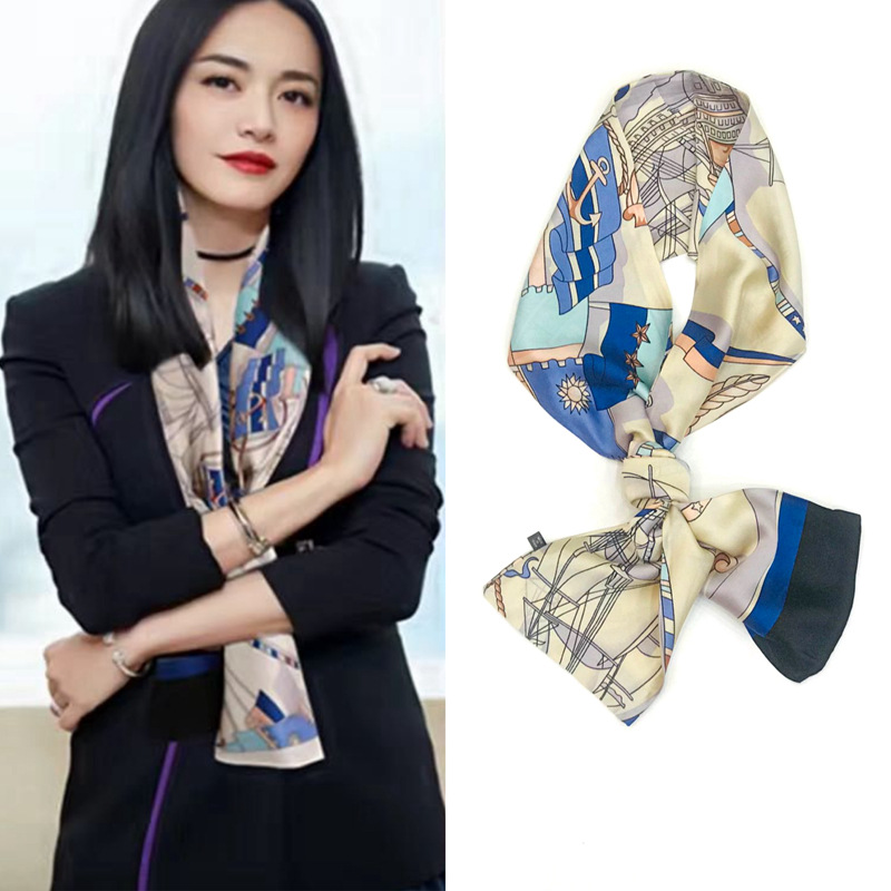 Women's Elegant Simple Style Geometric Chiffon Printing Silk Scarf display picture 2