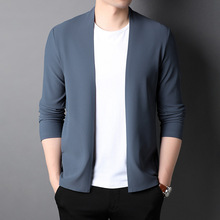 2023春季新款男士开衫韩版青年潮流纯色休闲上衣修身长袖男款外套