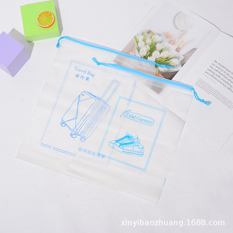 Spot CPE transparente esmerilado cordón bolsillo plástico zapatos de viaje almacenamiento bolsa de embalaje ropa calcetines bolsa