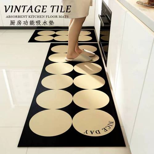 Diatom mud household kitchen water-absorbent non-slip wear-resistant floor mat rectangular foot pad plant flower soft mat on behalf of