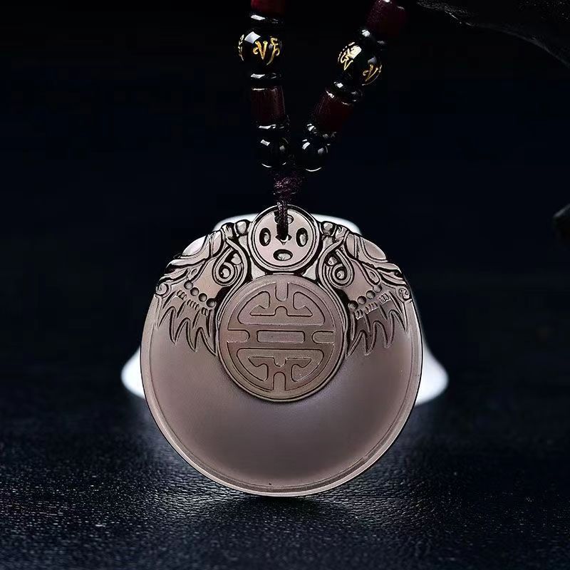 Manufacturer Wholesale Natural Ice Obsidian Pendant for Men and Women, Couple Model, Double Dragon Household Pendant Necklace Rope