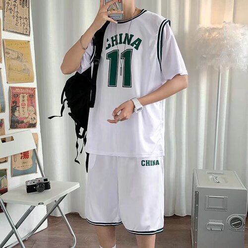 Summer sports suit men and women's trend basketball 11 number jersey fake two piece short sleeve t-shirt shorts large size ball suit trend 