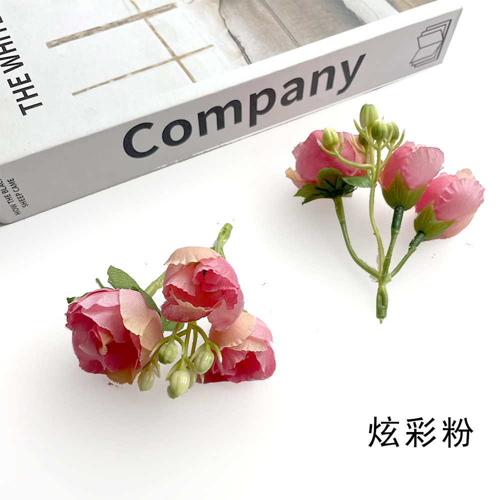 Simulación de 3 pinzas de rosas flores de brotes DIY pinzas de flores accesorios de ropa para la boda pared de flores props de fotografía ins guirlanda