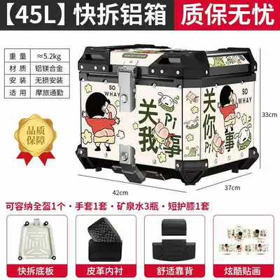 Takeaway Box Motorcycle trunk - 45l-tail-box-print-that-has-nothing-to-do-with-me-lining-backrest-quick-release-stainless-steel-base-5-series-magnesium-aluminum-alloy-box