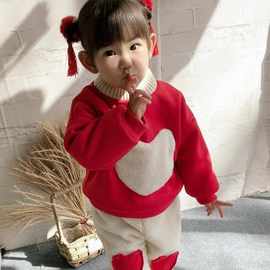 包邮女童秋冬卫衣套装1-3岁幼儿童加绒小孩衣服女宝宝冬装2韩版两