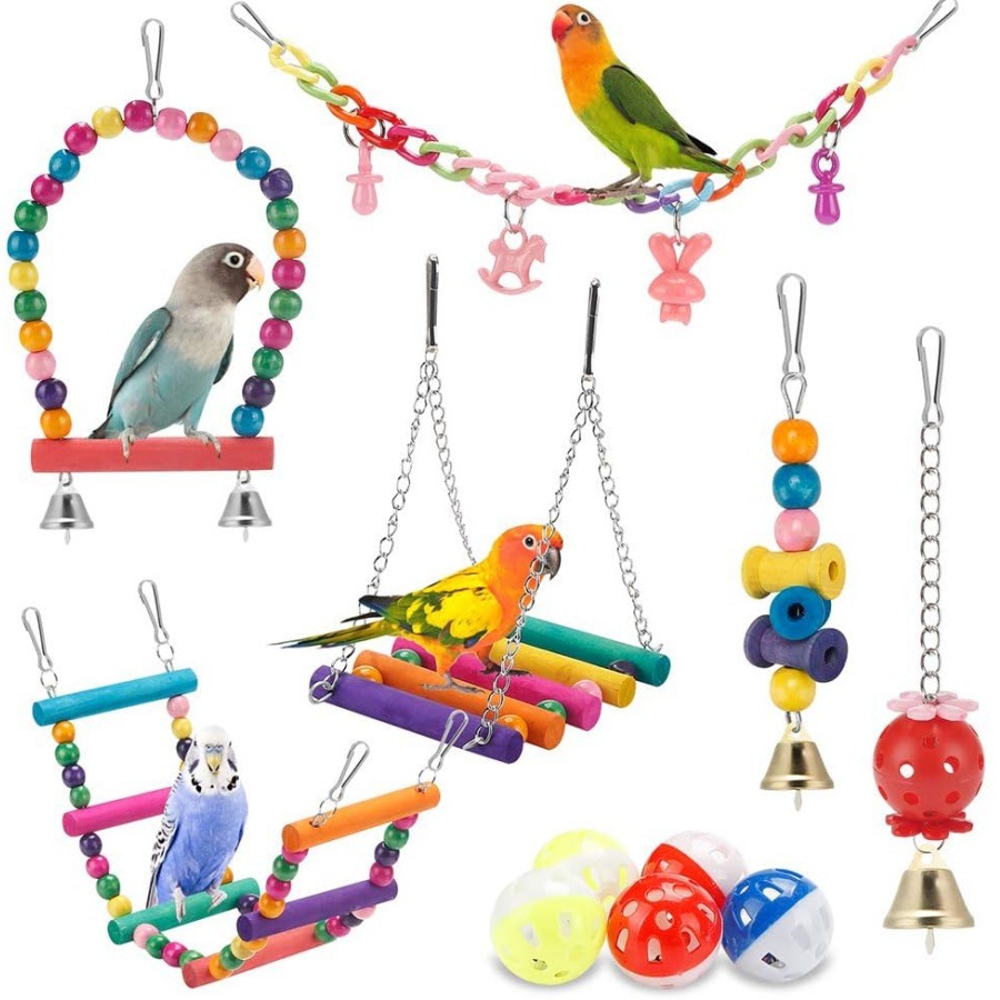 Juegos de juguetes de pájaros explosivos transfronterizos de artículos de pájaros roer y tirar juguetes de pájaros para aliviar el aburrimiento escaleras columnas juguetes de loros image 1