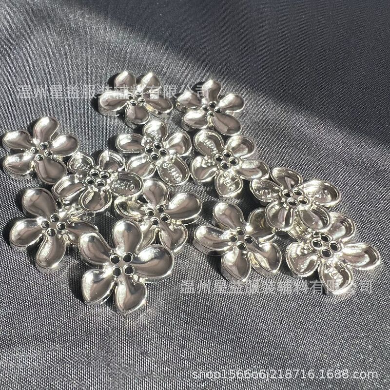Silver Flower-Shaped Metal Buttons with Irregular Design for Shirts, Dresses, Sweaters, Cardigans, and Jackets, Versatile Decorative Buttons