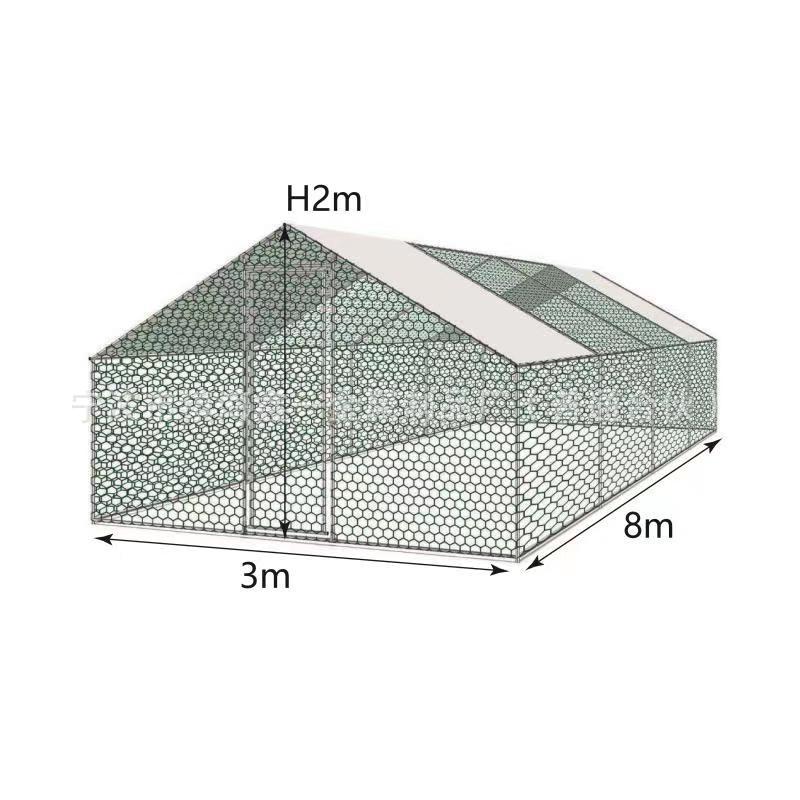 Jaula para gallinas, gallinero, gran cobertizo de cría al aire libre, jaula para gallinas de tubo galvanizado con tapa puntiaguda extraíble, jaula para conejos con malla
