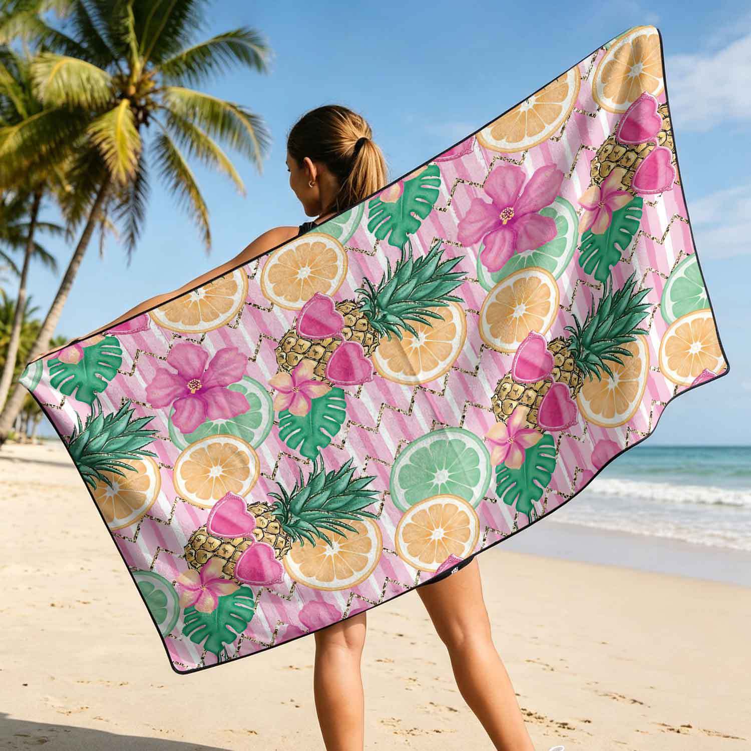 Printed bath towel and car seat cover 2-in-1, ultra-fine fiber outdoor beach and car dual-use universal seat cushion