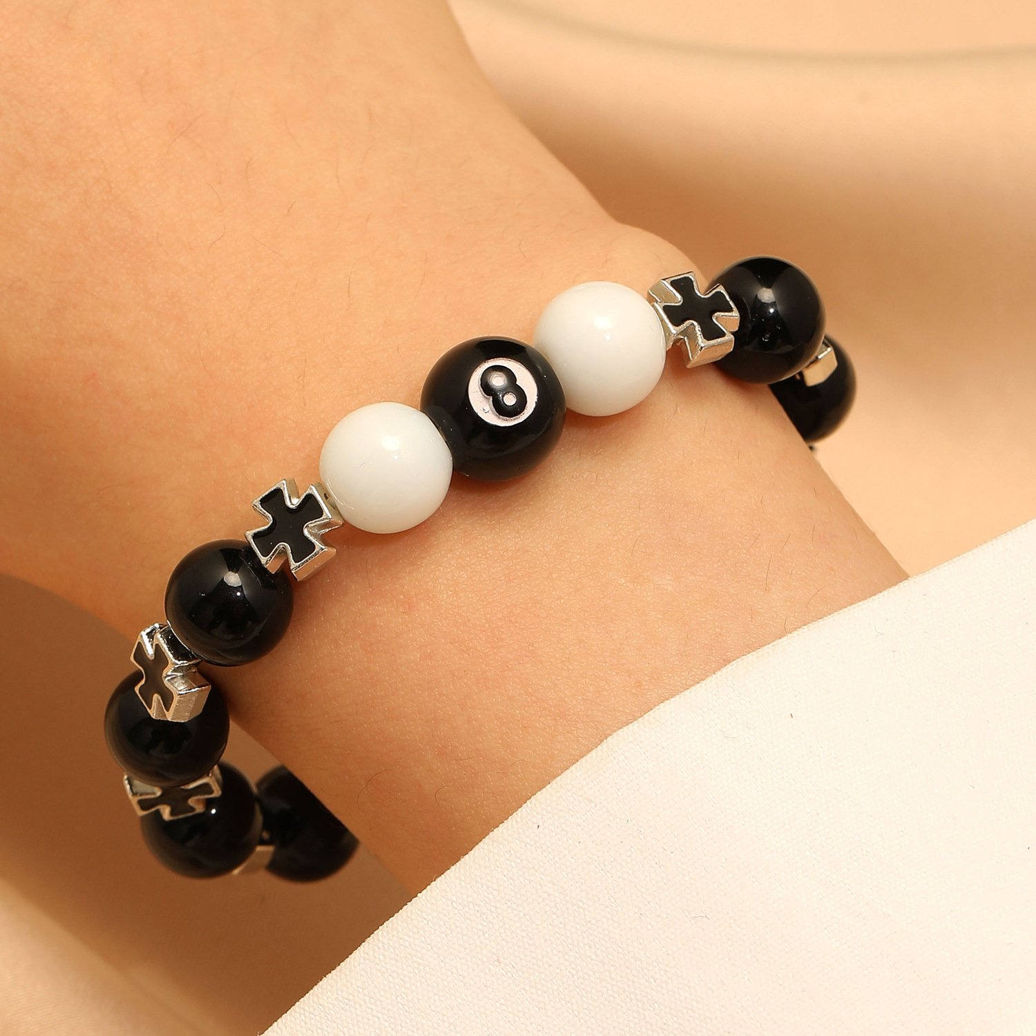 Obsidian Cross Bestseller In Live Streaming, Chinese Style Black Eight Billiard Brac, Gift For Students, Beaded_voghion.com