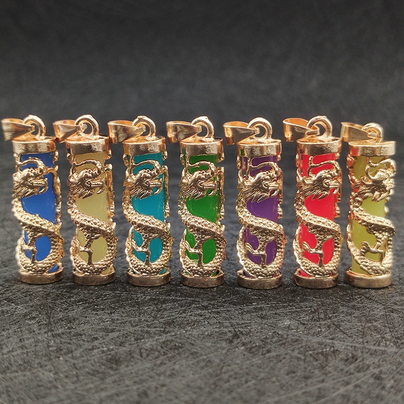 Золотая светящаяся лампа дракона подвеска светящаяся смола доминирующая мужская дракон ожерелье украшения трансграничная темная распродажа