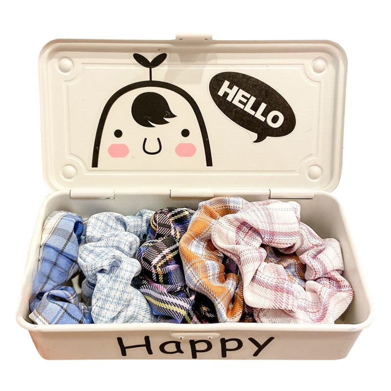 BM Internet celebridad estilo francés intestino grueso banda de pelo a cuadros frescos retro simple estilo coreano versátil tela cuerda de pelo salchicha de grasa para las mujeres