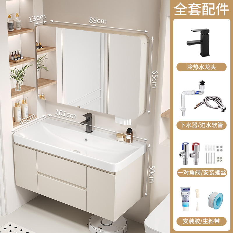 100 lavabo grande + gabinete de espejo de arco general sellado completo