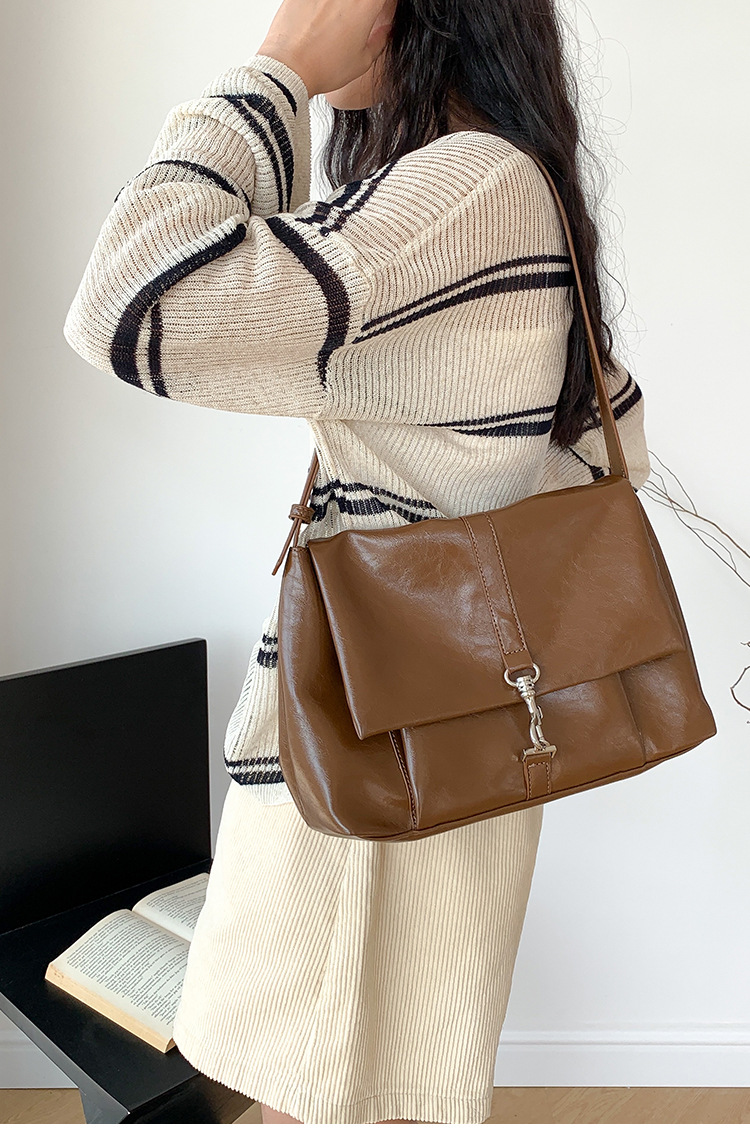 Nuova borsa a tracolla in morbida pelle PU per donna, versatile, grande capacità, con nicchia sottobraccio, fibbia a gancio con patta,_voghion.com