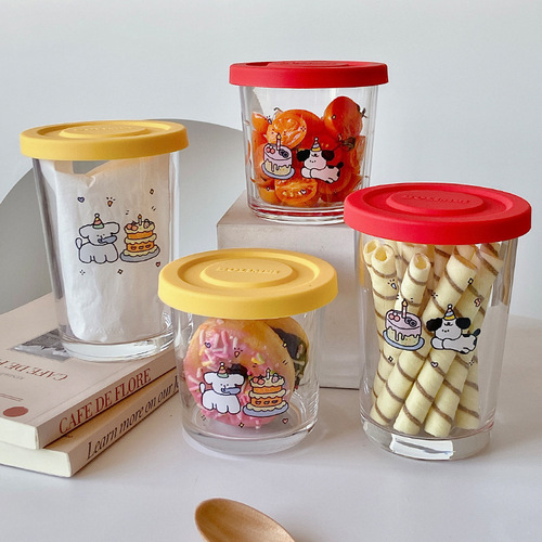 Bolimei sealed jar snack gift storage jar cute glass decorative jar grain storage jar