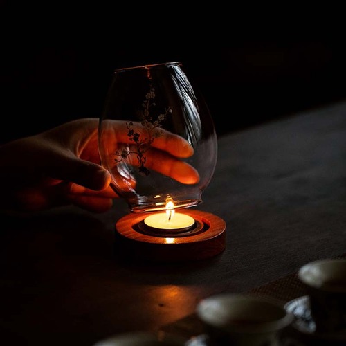 Japanese glass candlestick creative ornaments candle romantic home Zen retro aromatherapy windproof table cover desktop decoration