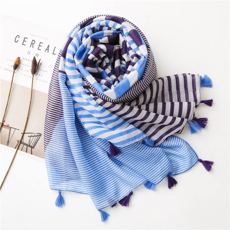 Korean Fashion Shawl New Style Striped Color Matching Scarf display picture 16