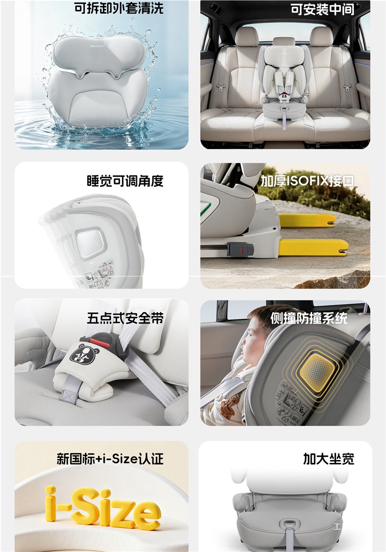 Bewell Portable Child Safety Seat for Cars, Suitable for Ages 1-12, Easy-To-Install Car Seat for Older Children