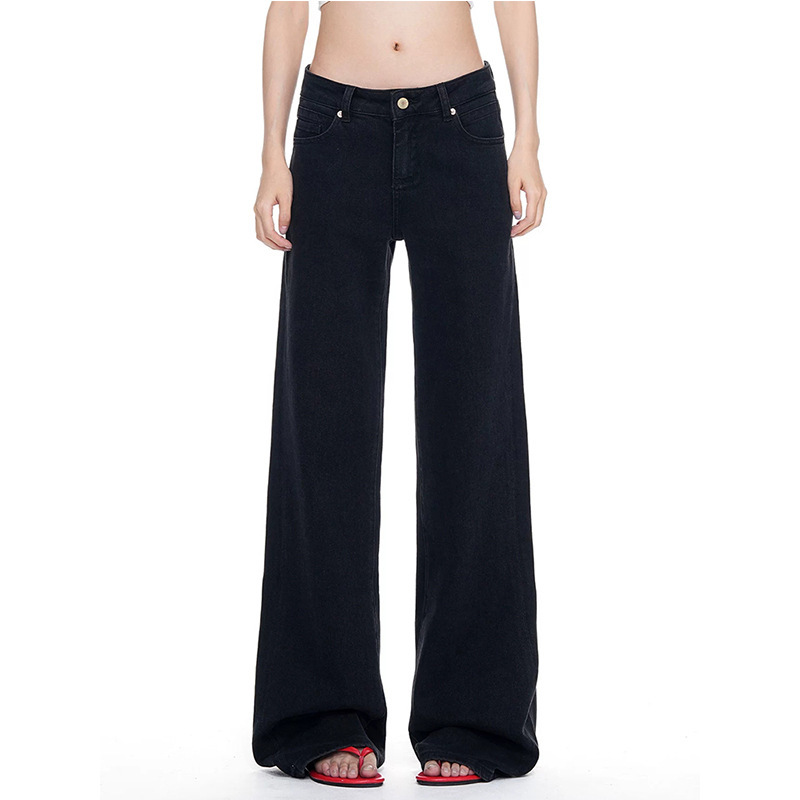 Black flared jeans for women, autumn 2026 new style, low-waist, loose fit, slimming, versatile, narrow wide-leg floor-length pants