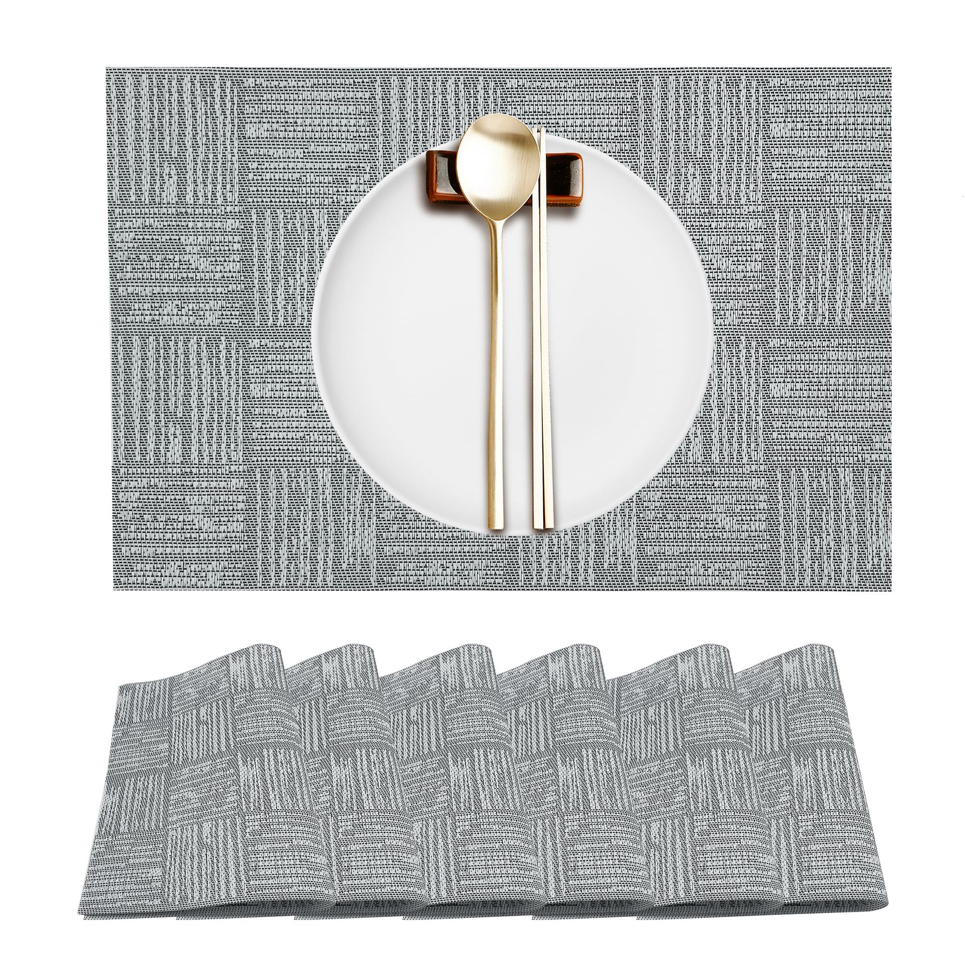 Nuevo transfronterizo Teslin placemat japonés placemat PVC jacquard Plaid impermeable aislamiento montaña estera de mesa lavable