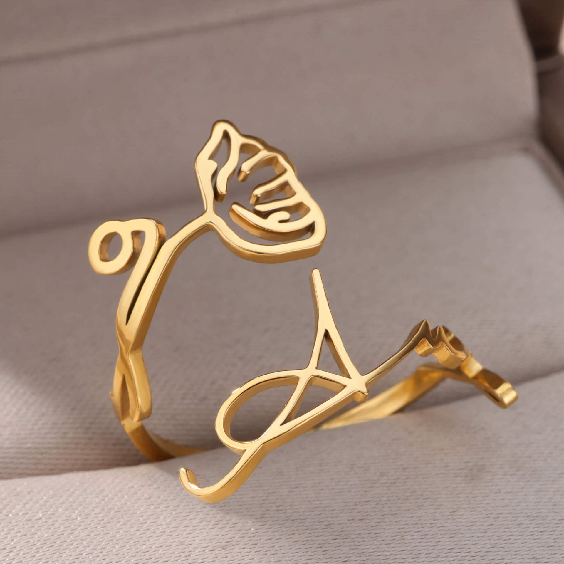 Joyería Al Por Mayor Estilo Vintage Estilo Clásico Flor Acero Inoxidable 304 Enchapado Anillos Abiertos display picture 20