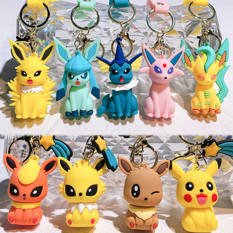 Pikachu Eevee Pokemon Cartoon Keychain Anime Keychain Accessories Cute School Bag Pendant Gift Wholesale Pikachu Eevee Pokemon Cartoon Keychain Anime Keychain Accessories Cute School Bag Pendant Gift Wholesale