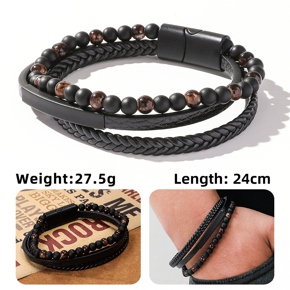Fashion Geometric Pu Leather Unisex Bracelets display picture 3