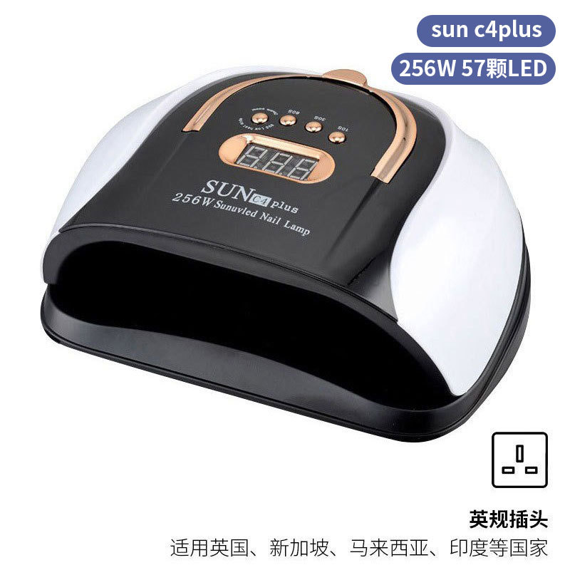 Lámpara de uñas de alta potencia de 256W con mango para principiantes, lámpara de curado de gel para esmalte de uñas, lámpara de fototerapia de secado rápido con colores deslumbrantes para uso transfronterizo.