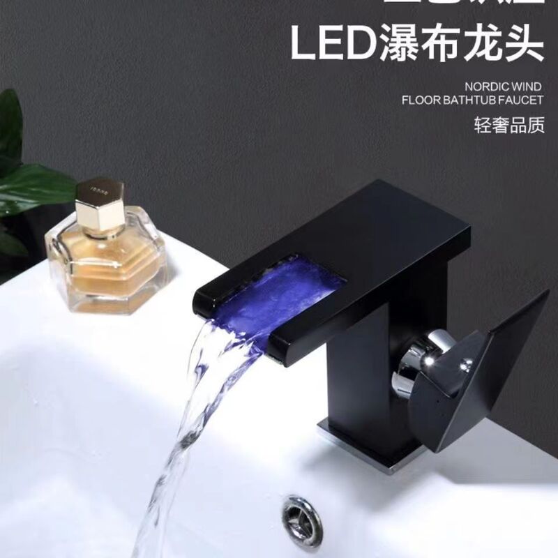Bathroom Sink Led Light-Up Faucet Bathroom Washbasin Waterfall Thermostatic Faucet Washbasin Sink