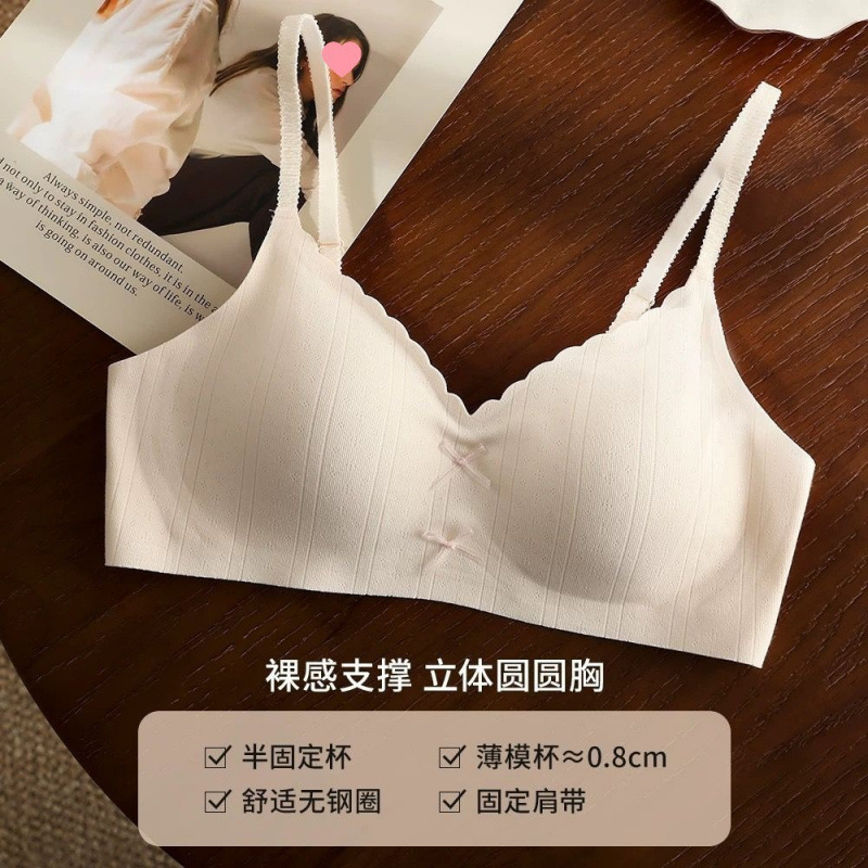 新款夏季内衣女小胸聚拢无钢圈胸罩防下垂收副乳女生舒适薄款文胸|undefined