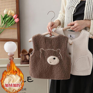 Baby Vest Autumn and Winter New Style Lamb Velvet Fleece-Lined Style Vest for Boys and Girls Kidsren and Babies Winter Warm Vest