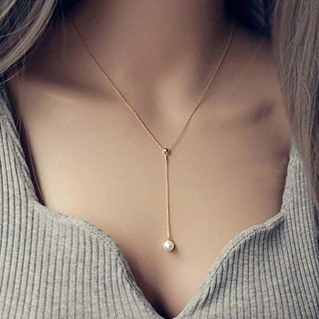 Simple Style Geometric Alloy Plating Pearl Necklace display picture 1