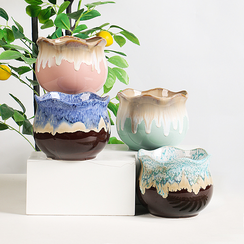 Fleshy Flower Pot Large Diameter Ceramic Creative Distinctive Pottery Plant Pot Household Balcony Fleshy Green Plant Group Flower Pot Fleshy Flower Pot Large Diameter Ceramic Creative Distinctive Pottery Plant Pot Household Balcony Fleshy Green Plant Group Flower Pot