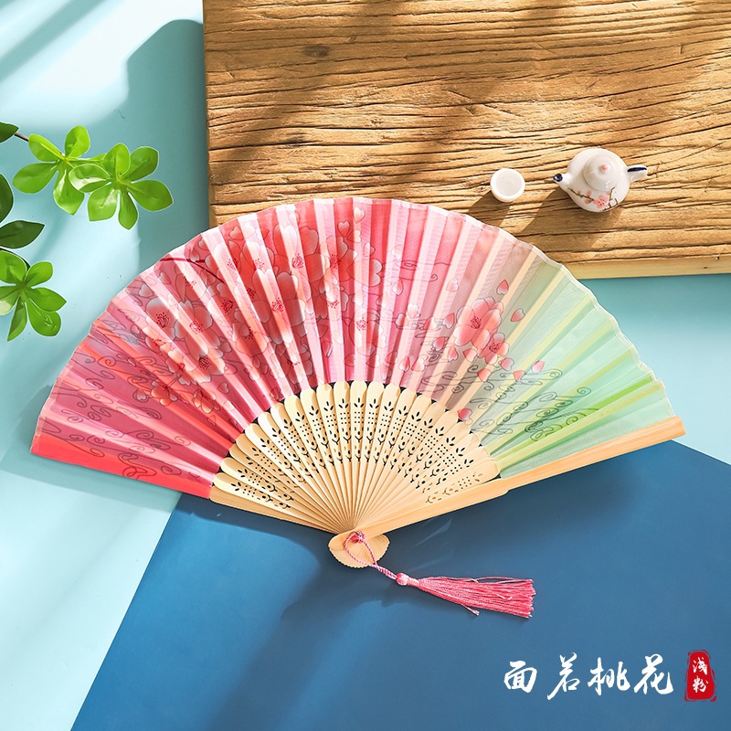 Ventilador Ventilador plegable Estilo chino Estilo antiguo Estilo japonés Mujer borla Verano Niños Plegable portátil Baile Hanfu Mini ventilador
