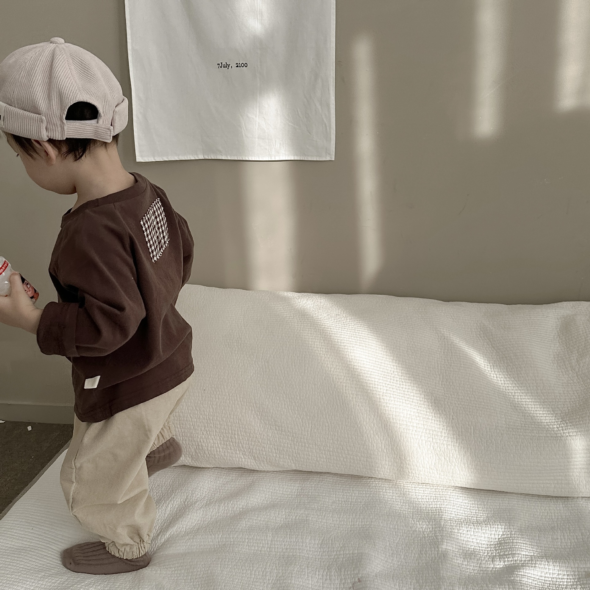 Ropa de otoño para niños, estilo coreano, ropa infantil, conjunto de otoño para bebés, conjunto de otoño para bebés, camiseta con parche en la espalda