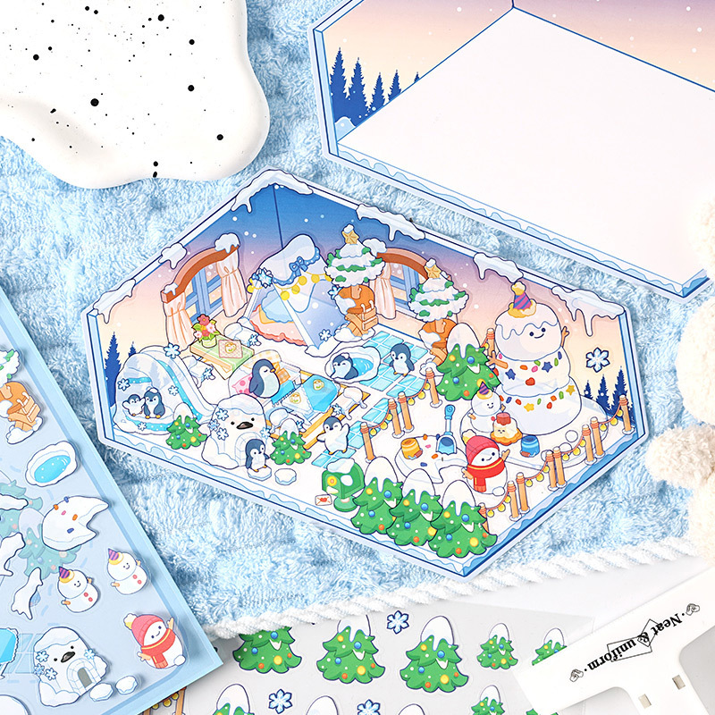 Fantástico cuatro estaciones 3D pegatinas impermeables para mascotas DIY creativas miniaturizadas dibujos animados contabilidad decoración de escenas pegatinas de acertijo